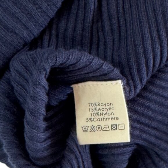 MARMAR COPENHAGEN - LIGHT KNIT TURTLE NECK TOP - 5% CASHMERE - DEEP BLUE - NWT - Picture 4 of 4